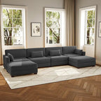Canapé d'angle en U avec pouf