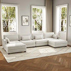 Canapé d'angle en U avec pouf