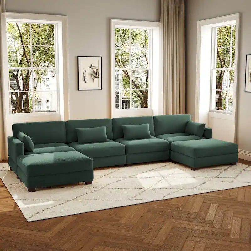 Canapé d'angle en U avec pouf
