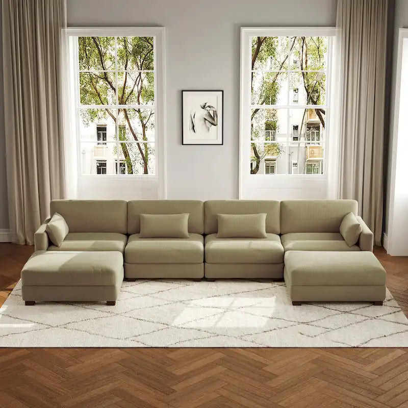 Canapé d'angle en U avec pouf