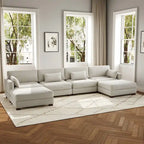 Canapé d'angle en U avec pouf
