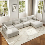 Canapé d'angle en U avec pouf