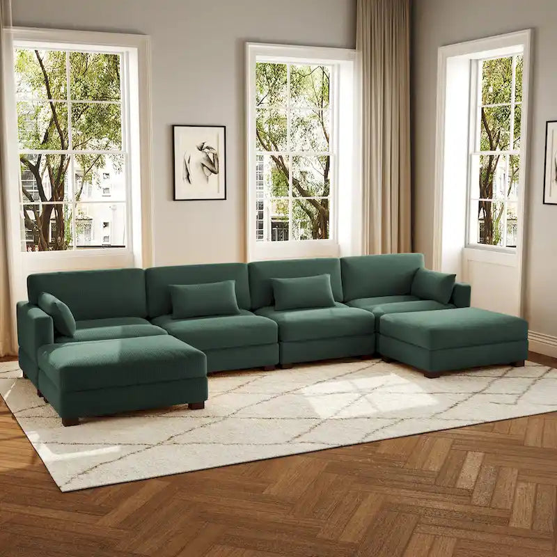 Canapé d'angle en U avec pouf