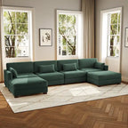 Canapé d'angle en U avec pouf