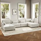 Canapé d'angle en U avec pouf
