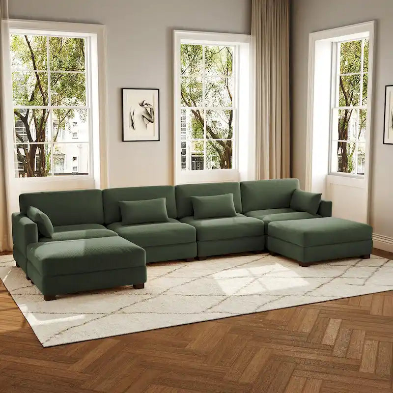 Canapé d'angle en U avec pouf