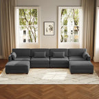 Canapé d'angle en U avec pouf