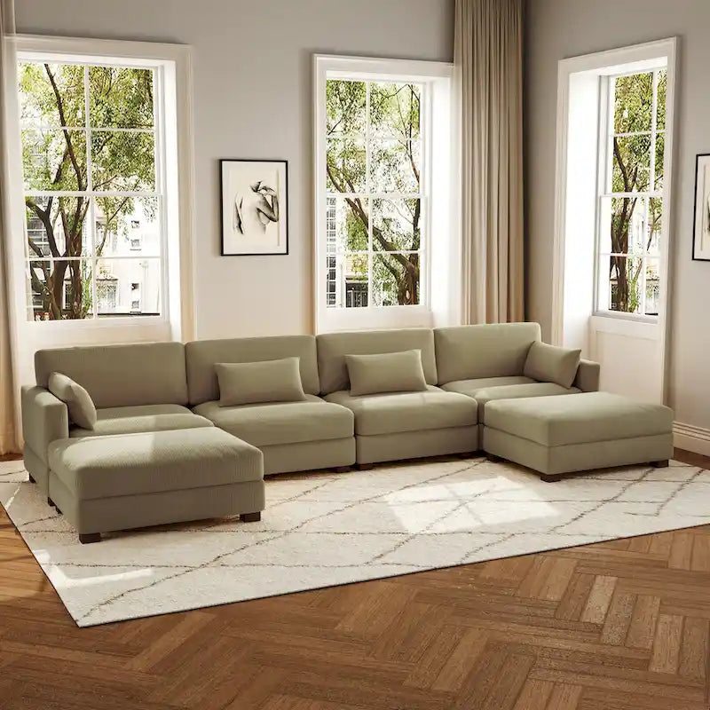 Canapé d'angle en U avec pouf