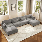 Canapé d'angle en U avec pouf
