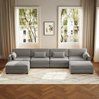 Canapé d'angle en U avec pouf