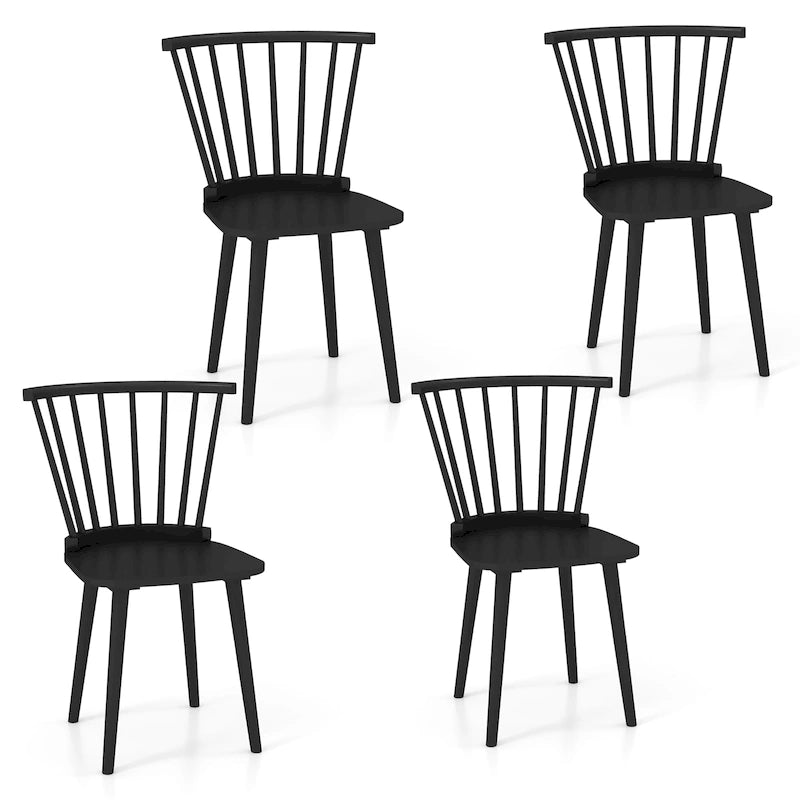 Chaise de salle à manger Windsor en bois à dossier à barreaux