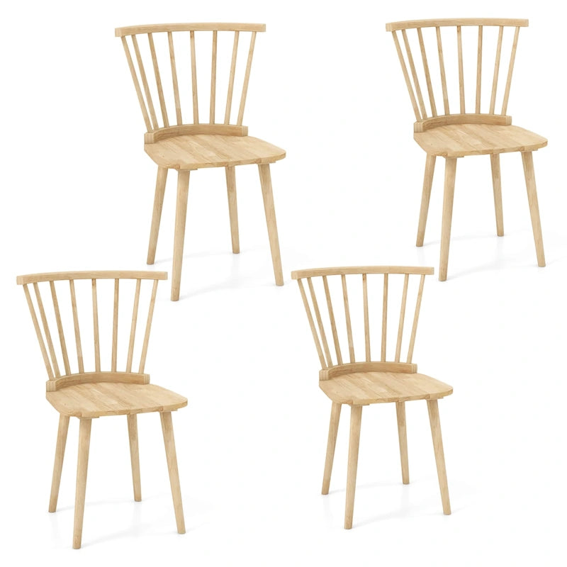 Chaise de salle à manger Windsor en bois à dossier à barreaux