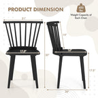Chaise de salle à manger Windsor en bois à dossier à barreaux