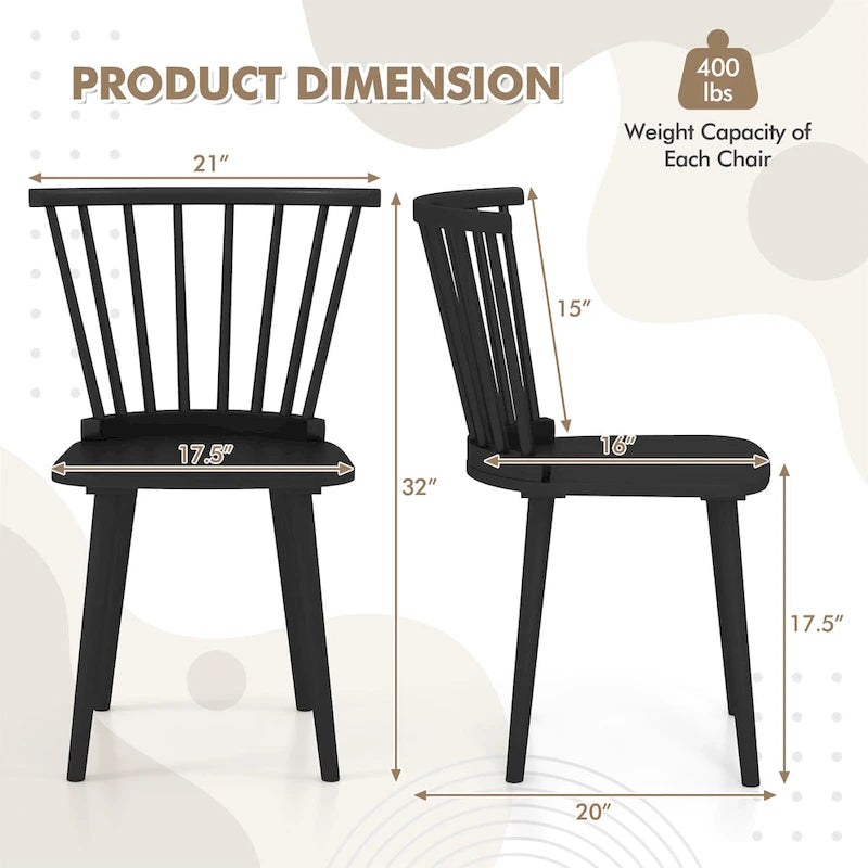 Chaise de salle à manger Windsor en bois à dossier à barreaux