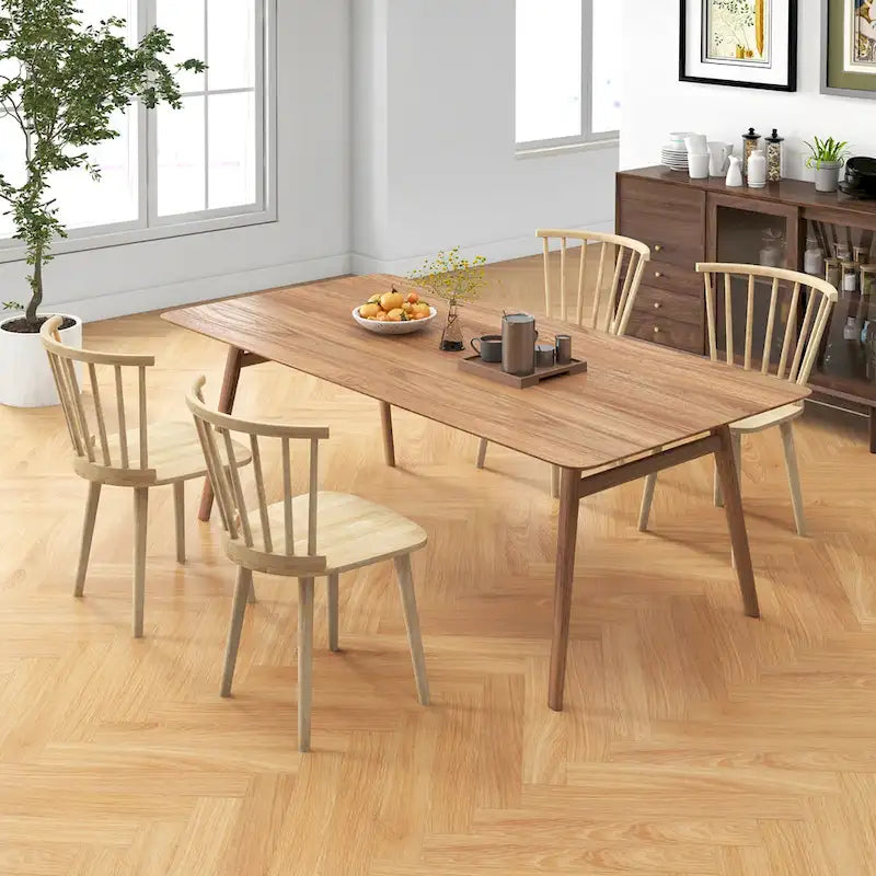 Chaise de salle à manger Windsor en bois à dossier à barreaux