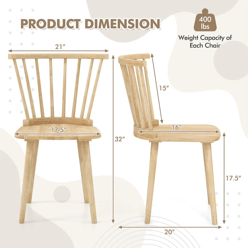 Chaise de salle à manger Windsor en bois à dossier à barreaux