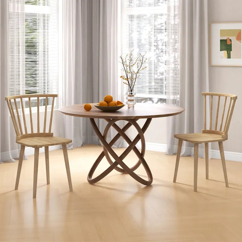 Chaise de salle à manger Windsor en bois à dossier à barreaux