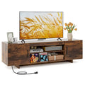 Meuble TV pour téléviseur de 70 pouces, meuble de divertissement moderne avec prise de courant