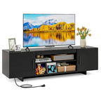 Meuble TV pour téléviseur de 70 pouces, meuble de divertissement moderne avec prise de courant