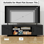 Meuble TV pour téléviseur de 70 pouces, meuble de divertissement moderne avec prise de courant