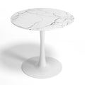 Table de cuisine ou de salle à manger ronde de style moderne du milieu du siècle avec piétement en acier – 31,5