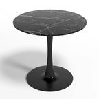 Table de cuisine ou de salle à manger ronde de style moderne du milieu du siècle avec piétement en acier – 31,5