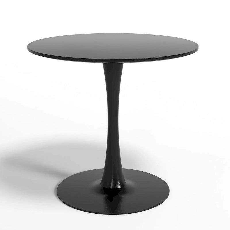 Table de cuisine ou de salle à manger ronde de style moderne du milieu du siècle avec piétement en acier – 31,5