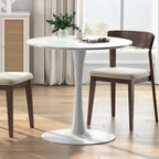 Table de cuisine ou de salle à manger ronde de style moderne du milieu du siècle avec piétement en acier – 31,5