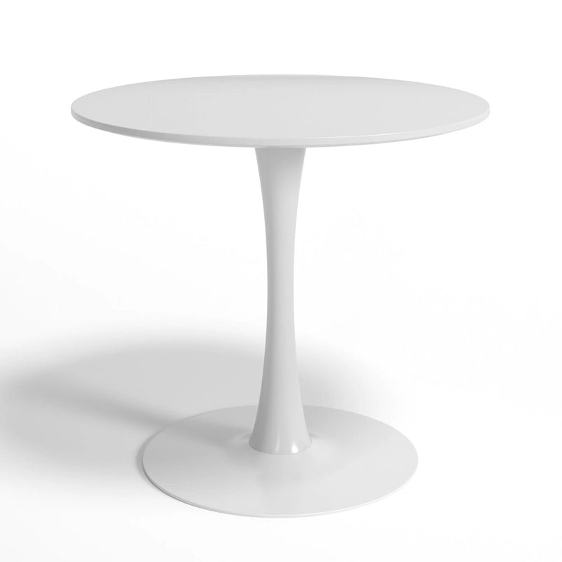 Table de cuisine ou de salle à manger ronde de style moderne du milieu du siècle avec piétement en acier – 31,5