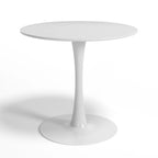 Table de cuisine ou de salle à manger ronde de style moderne du milieu du siècle avec piétement en acier – 31,5
