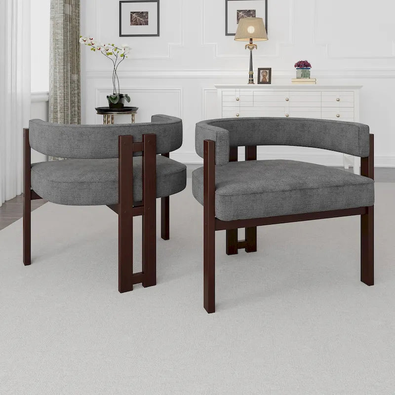 Fauteuil d'appoint rembourré moderne avec dossier ouvert, style tonneau