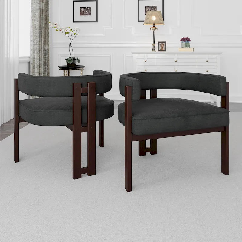 Fauteuil d'appoint rembourré moderne avec dossier ouvert, style tonneau