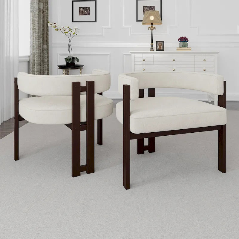 Fauteuil d'appoint rembourré moderne avec dossier ouvert, style tonneau