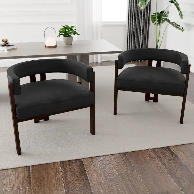 Fauteuil d'appoint rembourré moderne avec dossier ouvert, style tonneau