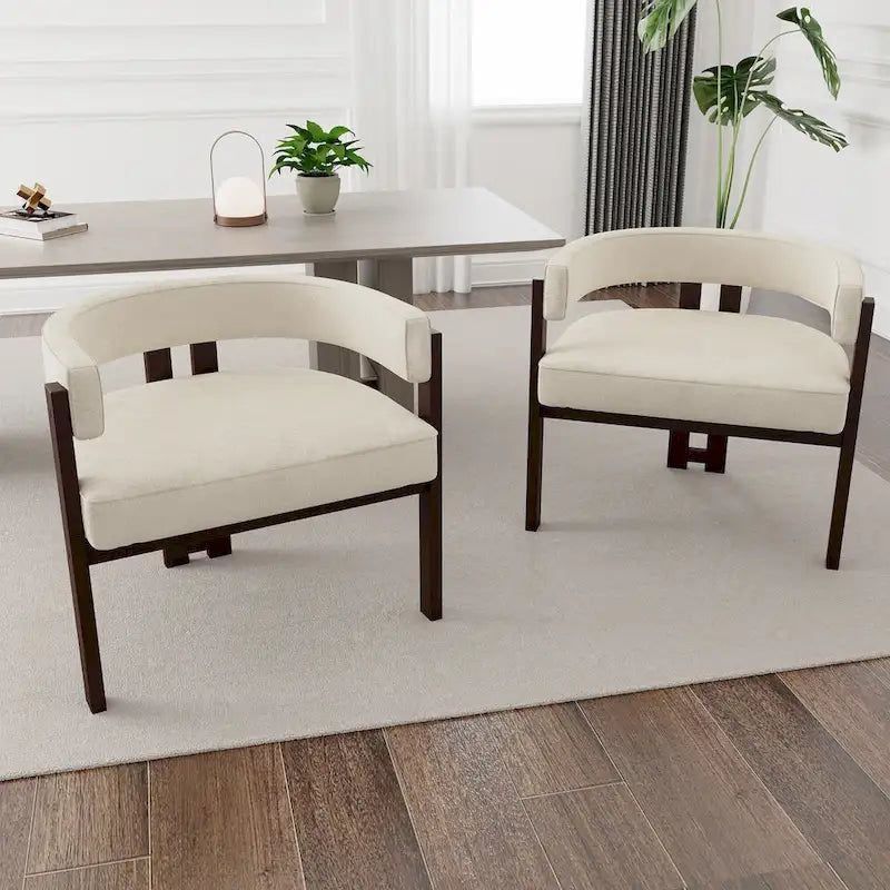 Fauteuil d'appoint rembourré moderne avec dossier ouvert, style tonneau