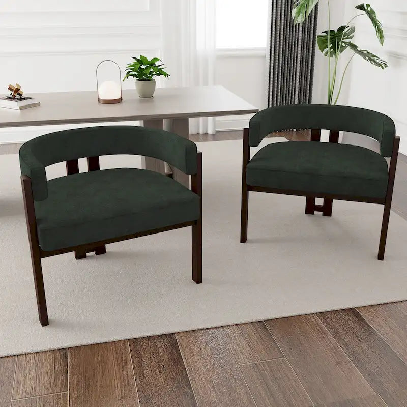 Fauteuil d'appoint rembourré moderne avec dossier ouvert, style tonneau