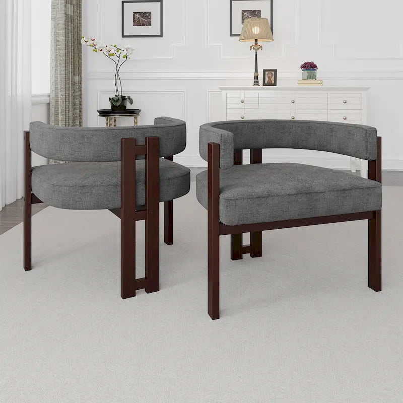 Fauteuil d'appoint rembourré moderne avec dossier ouvert, style tonneau