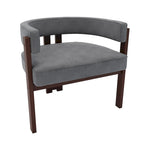 Fauteuil d'appoint rembourré moderne avec dossier ouvert, style tonneau