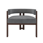 Fauteuil d'appoint rembourré moderne avec dossier ouvert, style tonneau