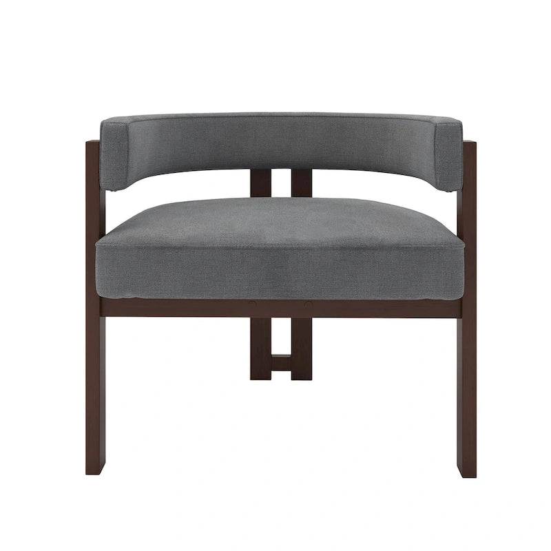 Fauteuil d'appoint rembourré moderne avec dossier ouvert, style tonneau