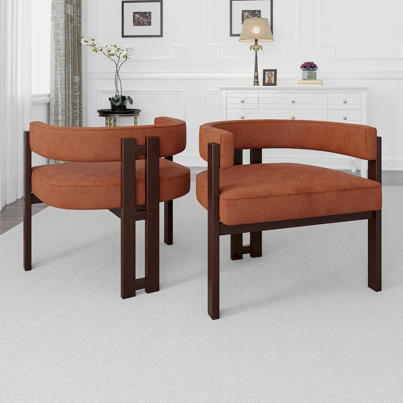 Fauteuil d'appoint rembourré moderne avec dossier ouvert, style tonneau