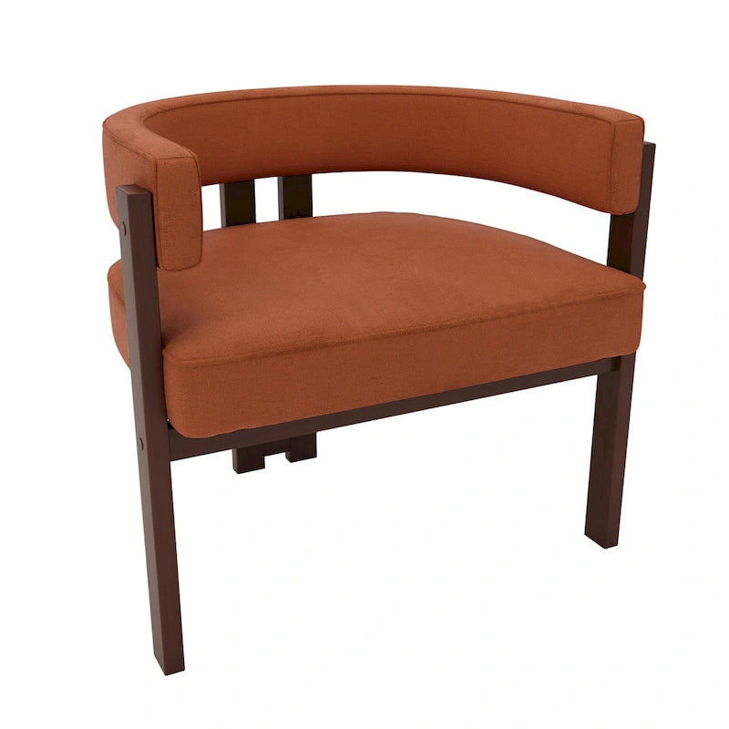 Fauteuil d'appoint rembourré moderne avec dossier ouvert, style tonneau