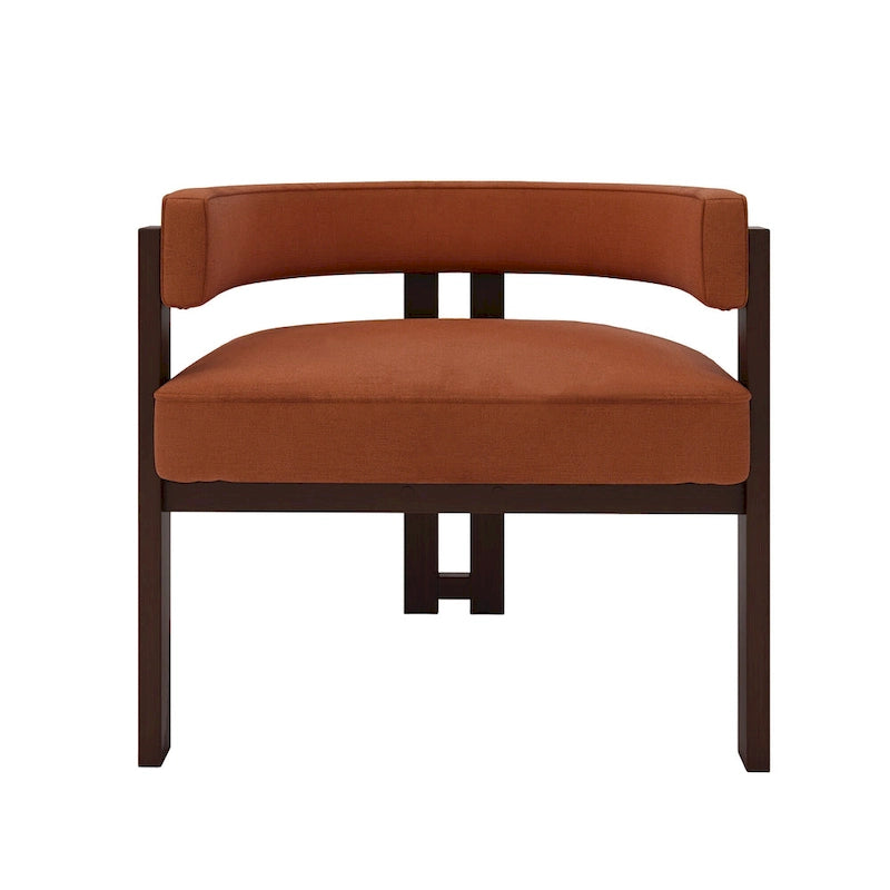 Fauteuil d'appoint rembourré moderne avec dossier ouvert, style tonneau