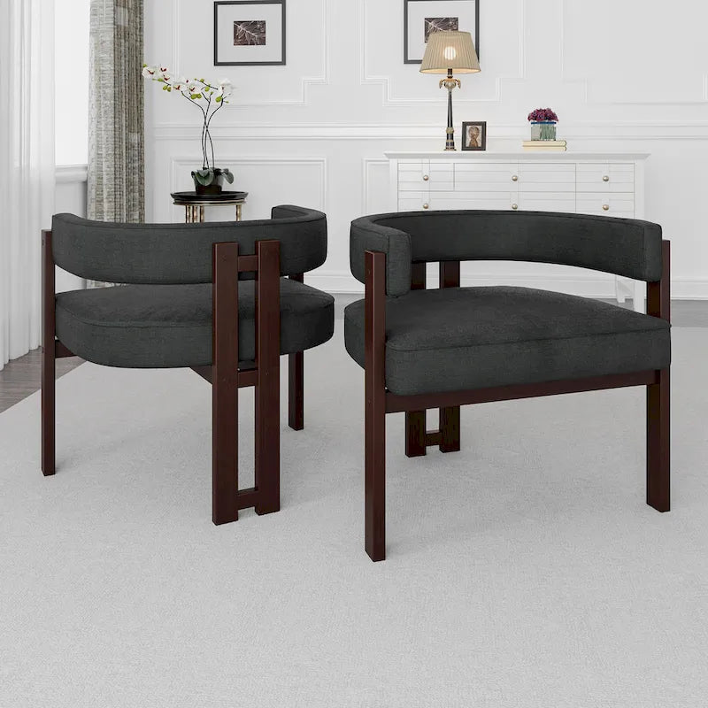Fauteuil d'appoint rembourré moderne avec dossier ouvert, style tonneau