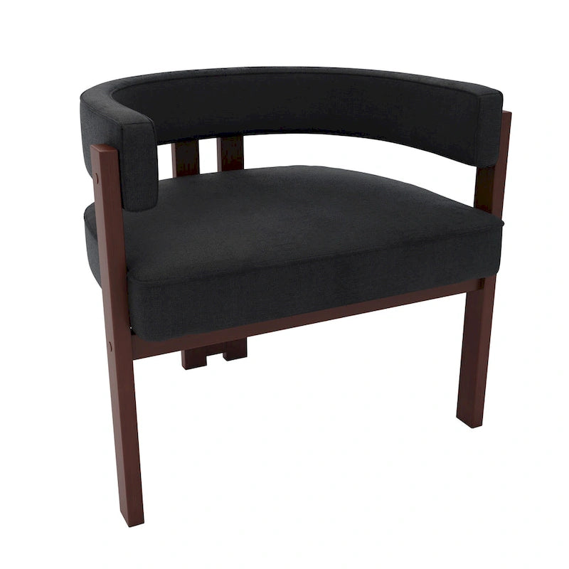 Fauteuil d'appoint rembourré moderne avec dossier ouvert, style tonneau