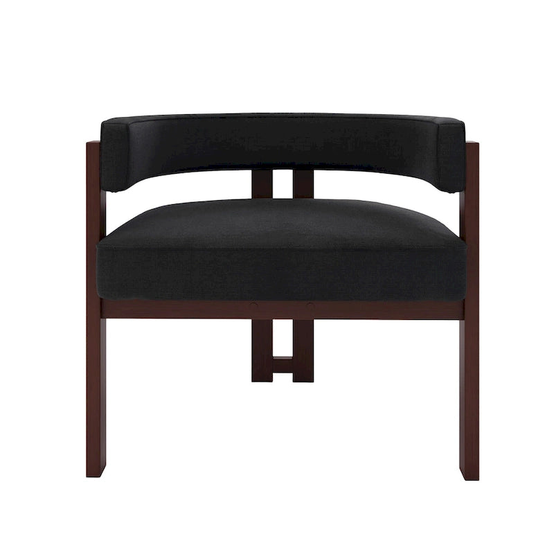 Fauteuil d'appoint rembourré moderne avec dossier ouvert, style tonneau