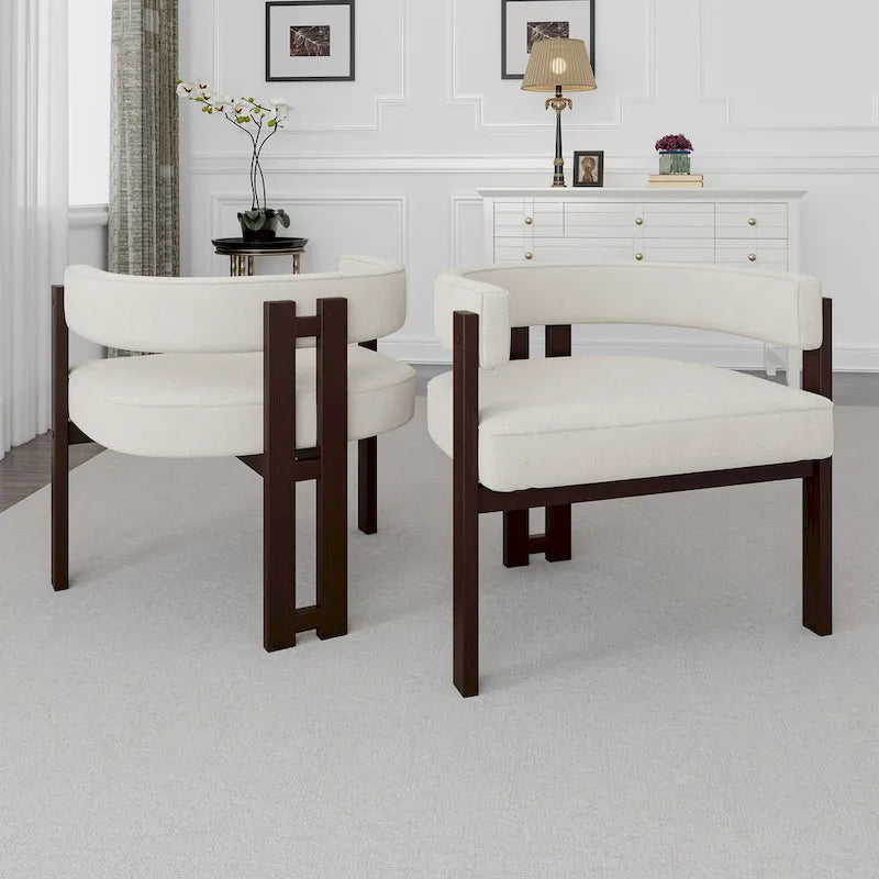 Fauteuil d'appoint rembourré moderne avec dossier ouvert, style tonneau