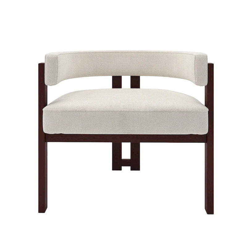 Fauteuil d'appoint rembourré moderne avec dossier ouvert, style tonneau