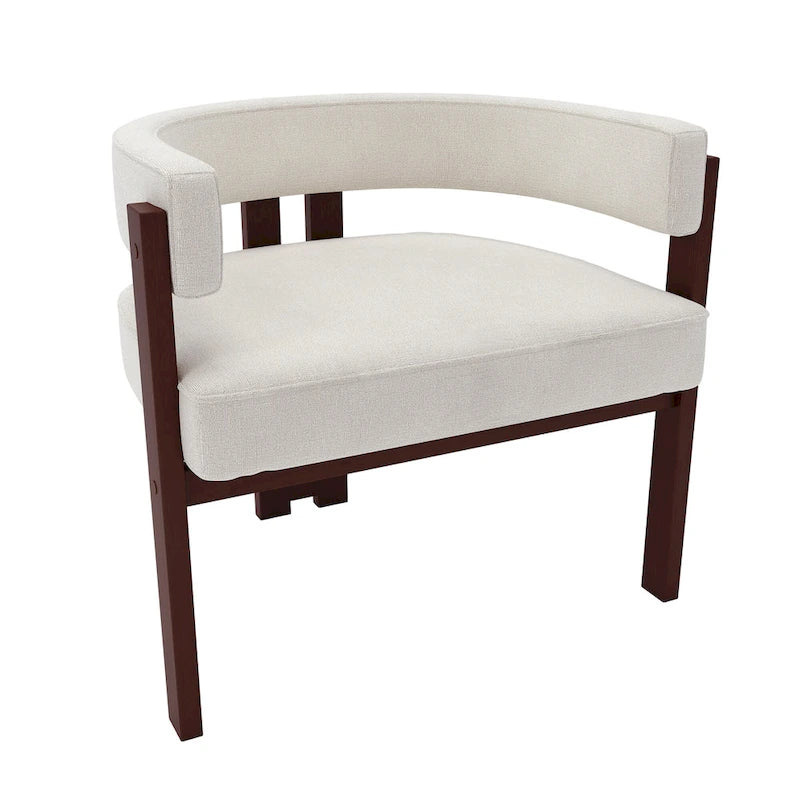 Fauteuil d'appoint rembourré moderne avec dossier ouvert, style tonneau