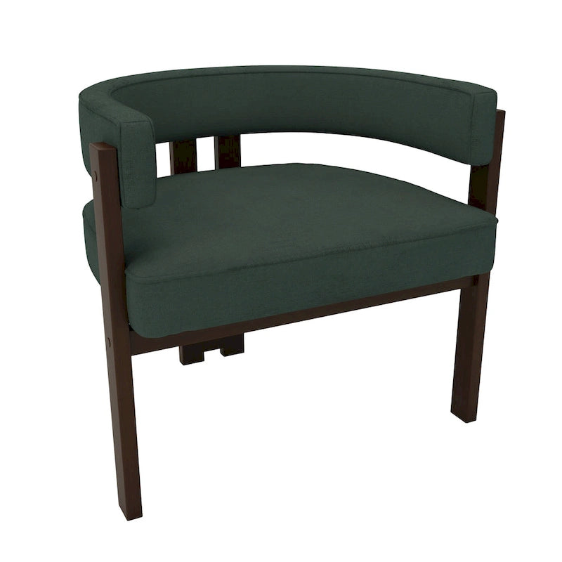 Fauteuil d'appoint rembourré moderne avec dossier ouvert, style tonneau